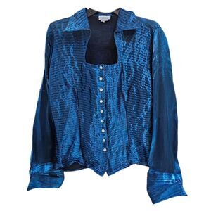 90s y2k whimsigoth witchy blue button-up shirt